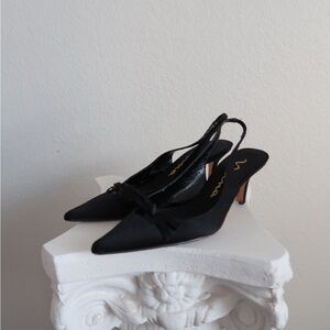 Nina Black Slingback Heels With Bow